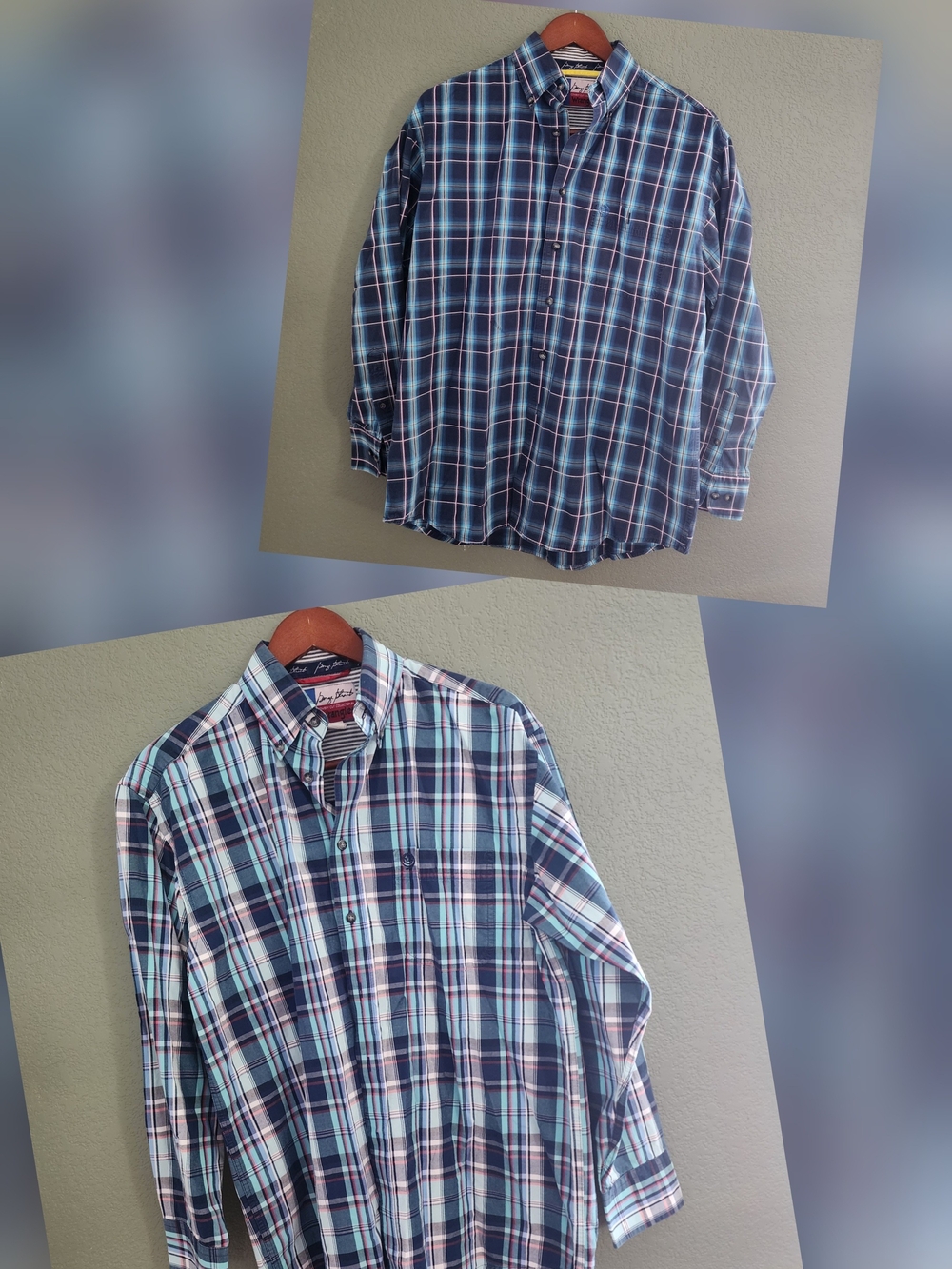 Set of 2 George Strait Cowboy Cut Collection by Wrangler long sleeve plaid